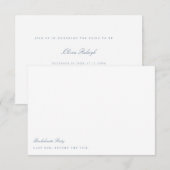 スクリプト ダスティーブルー & ホワイト バチェロレッテパーティー カード (正面/裏面)