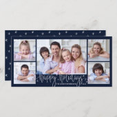 スクリプト ハッピー ホリデー | 5 枚の写真 シーズンカード (正面/裏面)