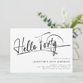 スクリプト ハロー フォーティ ミニマリスト 40歳の誕生日 招待状 (スタンド正面)