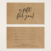 スクリプト ハーツ ラスティック クラフト ギフト 証明書 (正面&裏面)