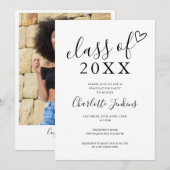 スクリプト ハート フォト 卒業パーティー 招待状 (正面/裏面)