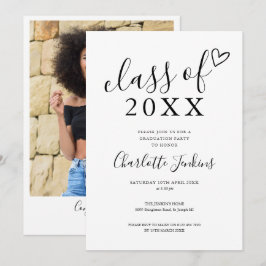 スクリプト ハート フォト 卒業パーティー 招待状