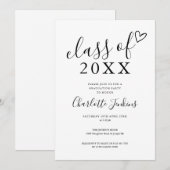 スクリプト ハート 卒業パーティー 招待状 (正面/裏面)