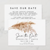 スクリプト・パンパ・グラス・ウェディング・セーブ・ザ・デート・カード 招待状 (正面/裏面)