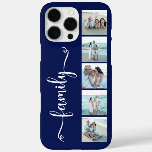 スクリプト ファミリーフォト ネイビーブルー Case-Mate iPhoneケース (裏面)
