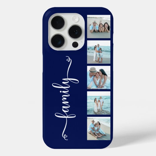 スクリプト ファミリーフォト ネイビーブルー Case-Mate iPhoneケース (裏面)
