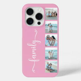 スクリプト ファミリーフォト ピンク iPhone 15 PROケース