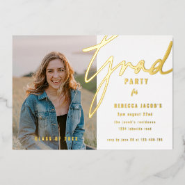 スクリプト フォト 卒業パーティー ホイル インビテーション 箔招待状