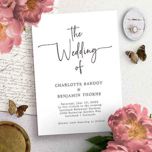 スクリプト ブラック＆ホワイト ウェディング 招待状