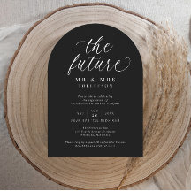 スクリプト ブラック＆ホワイト エレガントエンゲージメントパーティー