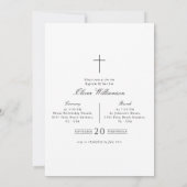 スクリプト ブラック＆ホワイト ジェンダーニュートラル フォト 洗礼 招待状 (裏面)