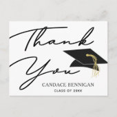 スクリプト ブラック ホワイト フォト 卒業 ありがとう ポストカード (正面)