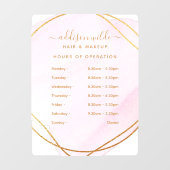 スクリプト ブラッシュ ピンク 水彩 ゴールド 営業時間 ウィンドウサイン (シート)