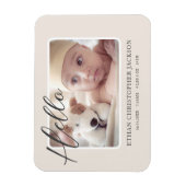 スクリプト ベビー フォト モダン 誕生発表 マグネット (縦)