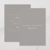 スクリプト ホワイト & グレー ブライダルシャワー 招待状 (正面/裏面)