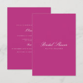 スクリプト ホワイト & マゼンタ ブライダルシャワー 招待状 (正面/裏面)