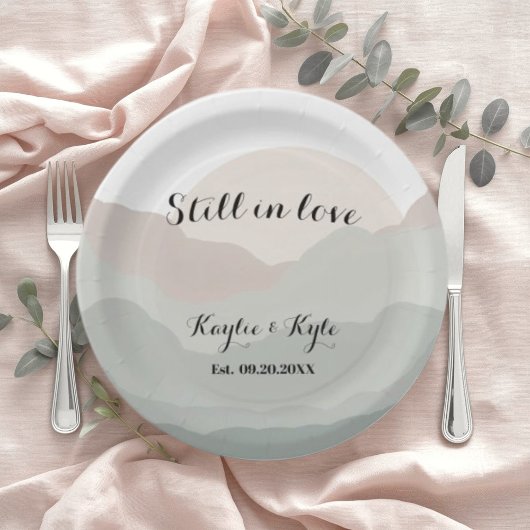 スクリプト ボホ 水彩 山 ペーパープレート