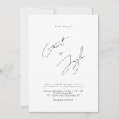 スクリプト ミニマリスト エレガント ネーム ブラック ウェディング 招待状 (正面)