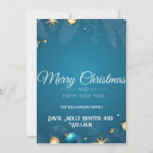 スクリプト メリークリスマス ブルー ホリデー カード (正面)