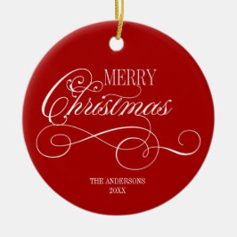 スクリプト メリークリスマス ホリデー セラミックオーナメント