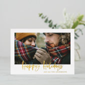 スクリプト メリークリスマス マスタード タルタン 写真 箔シーズンカード (立ち正面)