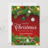 スクリプト メリークリスマス レッド ホリデー カード (正面)