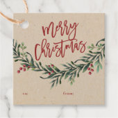 スクリプト メリークリスマス 枝とベリー ギフト fa フェイバータグ (正面)