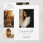 スクリプト モダン グラデュエーション フォト コラージュ 案内状 (正面/裏面)