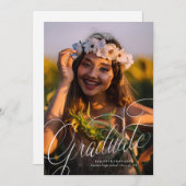 スクリプト モダン フォト 卒業パーティー 招待状 (正面/裏面)