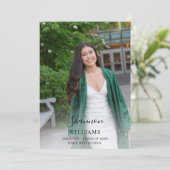 スクリプト モッド ネーム フォト 卒業パーティー 縦 ホワイト 招待状 (スタンド正面)