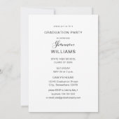 スクリプト モッド ネーム フォト 卒業パーティー 縦 ホワイト 招待状 (裏面)