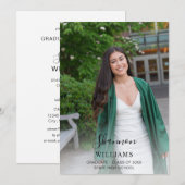 スクリプト モッド ネーム フォト 卒業パーティー 縦 ホワイト 招待状 (正面/裏面)