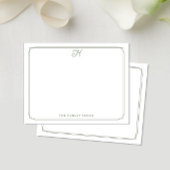 スクリプト モノグラム かわいい ファミリー ステーショナリー 緑 ノートカード