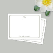 スクリプト モノグラム かわいい ファミリー ステーショナリー 緑 ノートカード