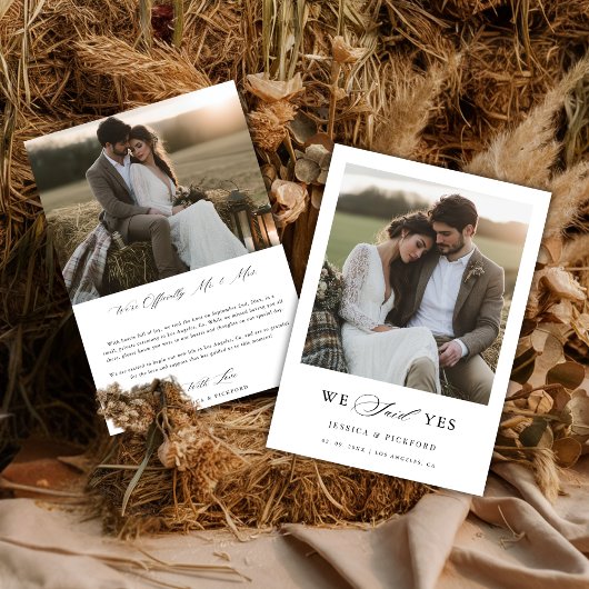 スクリプト ラスティック ハイ ベール フォト ウェディング 「イエス」 案内状