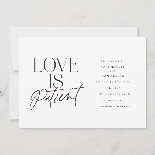 スクリプト ラブ ウェディング 延期 日程変更 案内状 (正面)