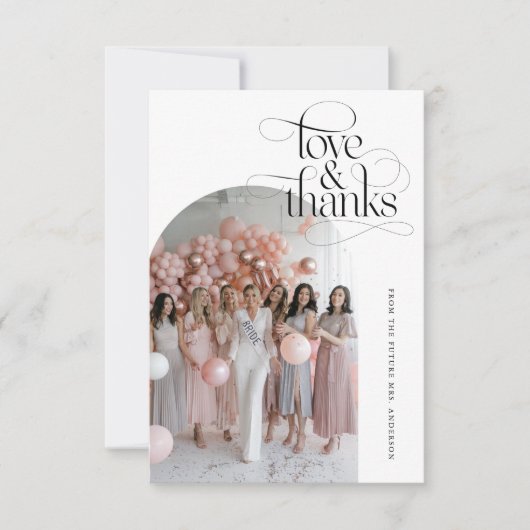 スクリプト ラブ&サンクス ブライダルシャワー アーチ写真 サンキューカード (正面)