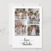 スクリプト ラブ＆サンクス 7 フォト コラージュ ブライダル シャワー サンキューカード (正面)