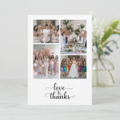 スクリプト ラブ＆サンクス 7 フォト コラージュ ブライダル シャワー サンキューカード (スタンド正面)