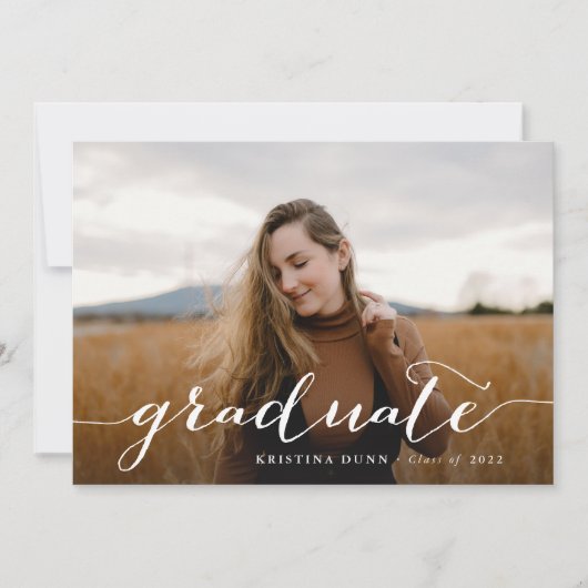 スクリプト 卒業 両面 フォト パーティー 招待状 (正面)