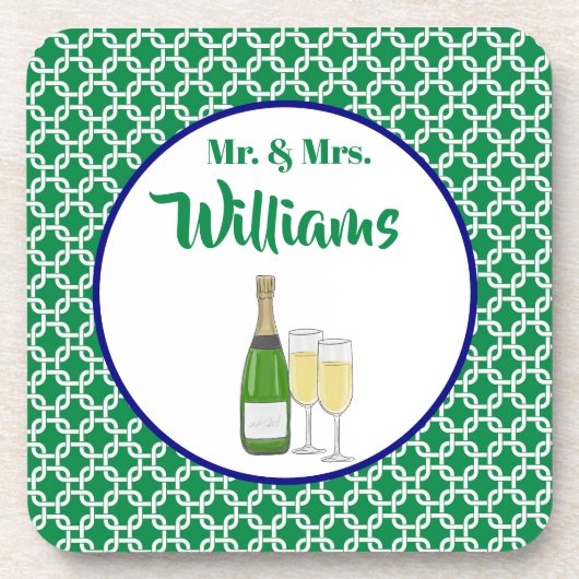 スクリプト 新郎新婦 シャンパングラス コースター (正面)