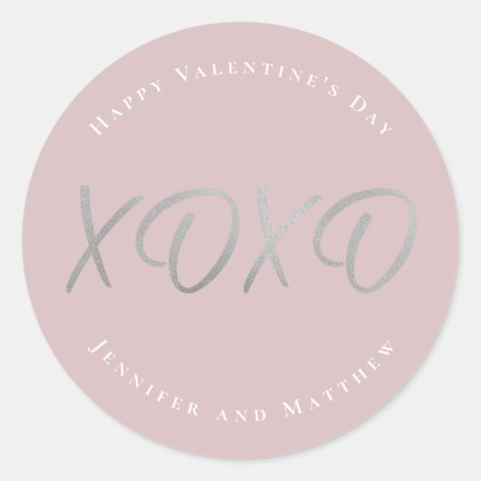 スクリプト XOXO ハッピーバレンタインデー ホリデー ラウンドシール (正面)