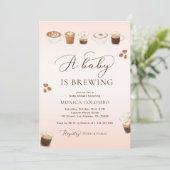 スクリプトAベビーはピンクコーヒーベビーシャワーを醸造している 招待状 (スタンド正面)
