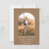 スクリプトbohoモダンアーチ写真茶色テラコッタ セーブザデート (正面)