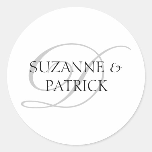 スクリプトDモノグラムラベル（シルバー/ブラック） ラウンドシール (正面)