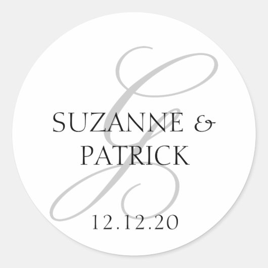 スクリプトGモノグラムラベル（シルバー/ブラック） ラウンドシール (正面)