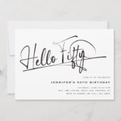 スクリプトHello Fiftyミニマリスト50誕生日 招待状 (正面)