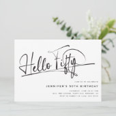 スクリプトHello Fiftyミニマリスト50誕生日 招待状 (スタンド正面)