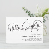 スクリプトHello Hey80ミニマリスト80誕生日 招待状 (スタンド正面)