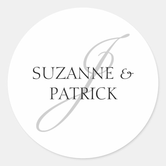 スクリプトJモノグラムラベル(シルバー/ブラック) ラウンドシール (正面)